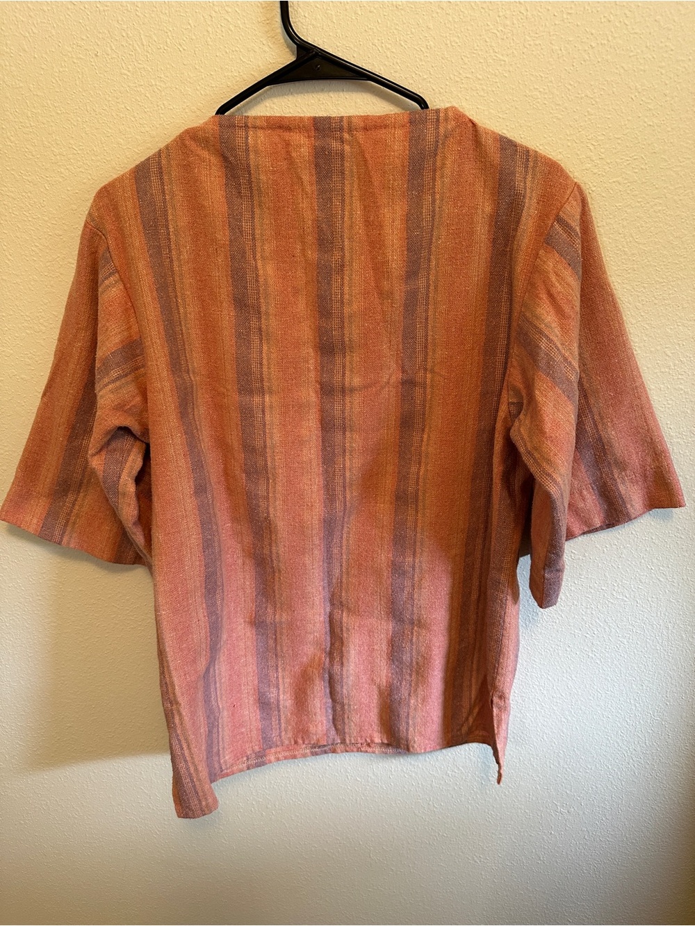 Striped Short-Sleeve Boxy Top in Rust